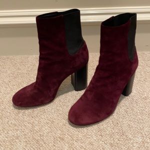 Rag & Bone burgundy suede stretch ankle boots